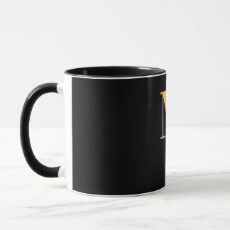 ゴールドレターM ブラックマグ | シンプルモノグラムマグ マグカップ