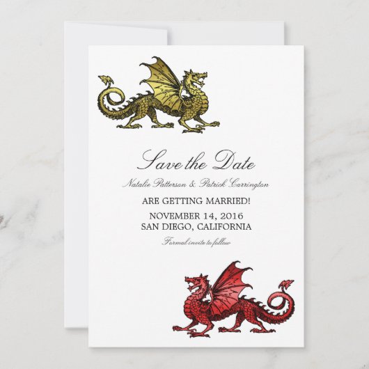 ゴールドレッドドラゴン　結婚式招待状（Save the Date） 招待状 (正面)