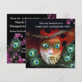 ゴールドレッドマスク、ペコックフィーダーズマスカレードパーティー 招待状 (正面/裏面)