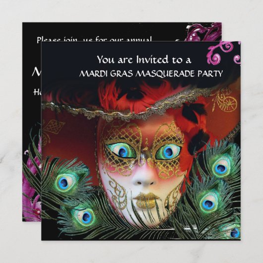 ゴールドレッドマスク,ペコーの羽根の仮面舞踏会パーティー, 招待状 (正面/裏面)