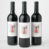 ゴールドレッド ハッピー15歳の誕生日 写真 名前入り 年齢 シンプル ワインラベル (ボトル)