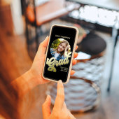 ゴールドレトロタイポグラフィー卒業パーティー 招待状