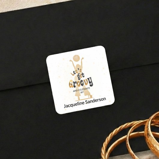 ゴールドレトロ 60歳の誕生日 お祭り騒ぎしようぜ！ スクエアシール