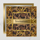 ゴールドレパードのパーティー招待状 招待状 (正面/裏面)