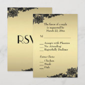 ゴールドレースエレガント RSVP（メニュー付） 出欠カード (正面/裏面)