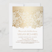 ゴールドレース エレガント ヴィンテージ ホワイト ブライダルシャワー 招待状 (正面)