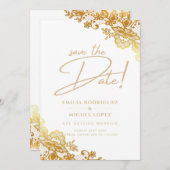 ゴールドレース　オールインワンウェディング　セーブ・ザ・デート 招待状 (正面/裏面)