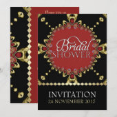 ゴールドロイヤルブラックレッド ブライダルシャワー 招待状 (正面/裏面)