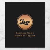 ゴールドロゴ & オリジナルテキストのビジネス会社ブランド ワインラベル (シングルラベル)