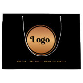 ゴールドロゴ & オリジナルテキスト ビジネス企業 ブランド ラージペーパーバッグ (正面)