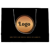 ゴールドロゴ & オリジナルテキスト ビジネス企業 ブランド ラージペーパーバッグ (裏面)