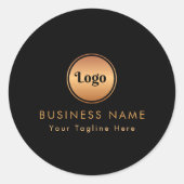 ゴールドロゴ & オーダーメイドテキスト ビジネス カンパニーブランド ラウンドシール (正面)