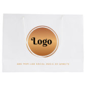 ゴールドロゴ&カスタムテキスト ビジネス カンパニーブランド L ラージペーパーバッグ (裏面)