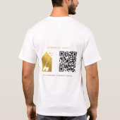 ゴールドロゴQRコードホワイトの清掃サービス Tシャツ (裏面)