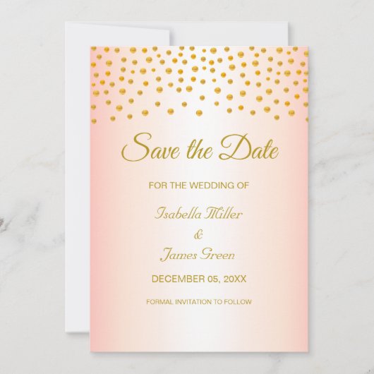 ゴールドローズの結婚式おめでとうございます - Save the Date 招待状 (正面)