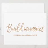 ゴールドローズウェディング「思い出を築く」ジェンガサイン 招待状 (正面/裏面)