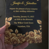 ゴールドローズカスタム背景ウェディング 招待状