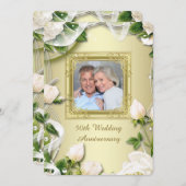 ゴールドローズフォト50周年結婚記念日パーティー 招待状 (正面/裏面)