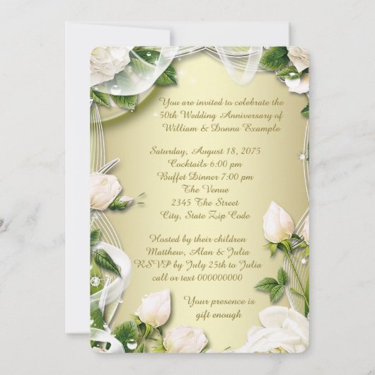 ゴールドローズフォト50周年結婚記念日パーティー 招待状 (裏面)
