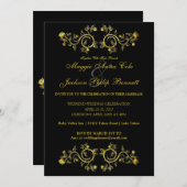 ゴールドローズボーダー結婚式招待状 招待状 (正面/裏面)