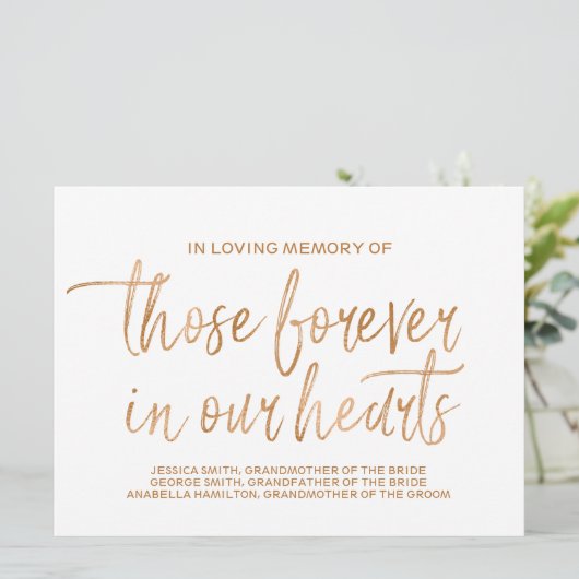 ゴールドローズメモリアルサイン | おしゃれな手書き文字 案内状 (スタンド正面)