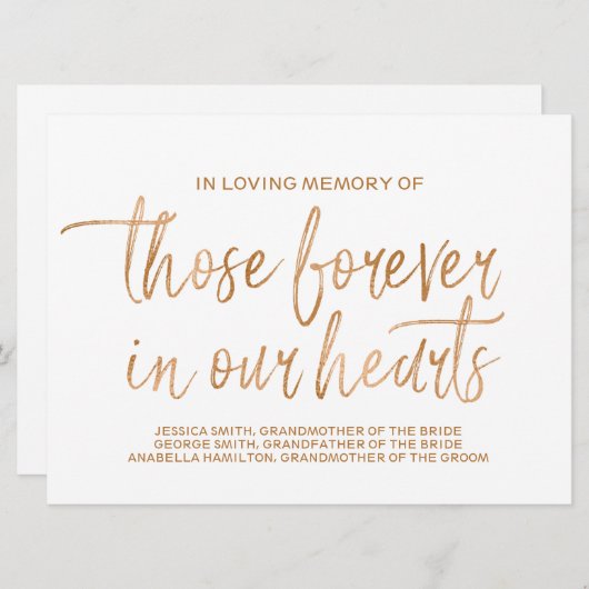 ゴールドローズメモリアルサイン | おしゃれな手書き文字 案内状 (正面/裏面)