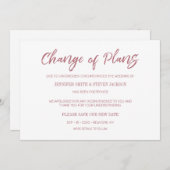 ゴールドローズ手書き 結婚式計画変更のお知らせ 招待状 (正面/裏面)