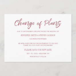 ゴールドローズ手書き 結婚式計画変更のお知らせ 招待状