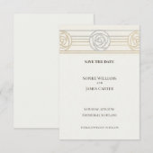 ゴールドローズ アールデコ スタイルの結婚式の延期通知 セーブザデート (正面/裏面)