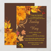 ゴールドローズ＆バタフライ ウェディング 招待状 (正面/裏面)