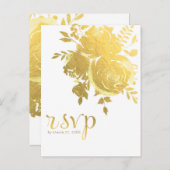 ゴールドローズ フォイル風 エレガント モダン ウェディング RSVP インビテーションポストカード (正面/裏面)