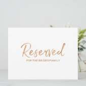 ゴールドローズ「予約済み」ファミリーウェディングサイン (スタンド正面)