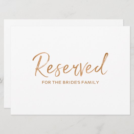 ゴールドローズ「予約済み」ファミリーウェディングサイン (正面/裏面)