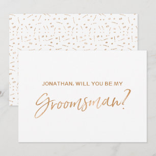 ゴールドローズ　手書きメッセージ「あなたは僕の結婚式でブライズメンになってくれる？」 招待状
