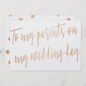 ゴールドローズ 「結婚式の日に両親へ」 招待状 (正面/裏面)