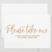 ゴールドローズ 「1つお取りください」 ウェディング フェイバーズ サイン 招待状 (正面/裏面)