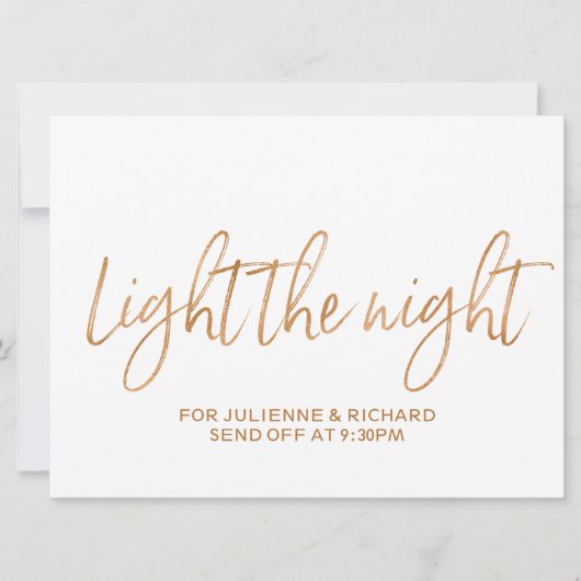 ゴールドローズ「Light the Night」スパークルズ サイン 招待状 (正面)