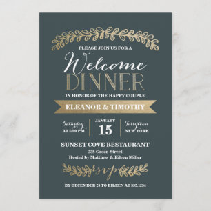 ゴールドローレル スレート 結婚式 ウェルカム ディナー パーティー 招待状