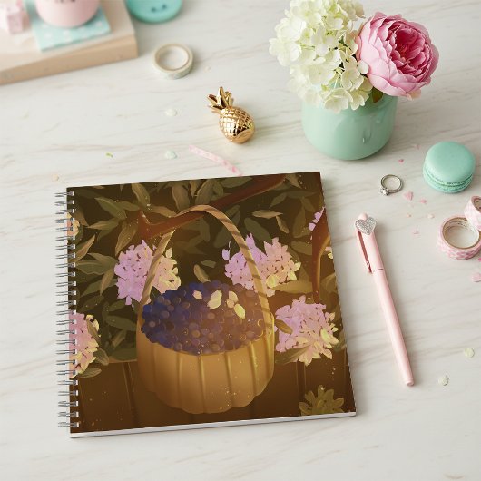 ゴールドンアワーブルーベリーバスケットスクエアノートブック ノートブック