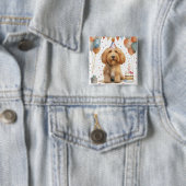 ゴールドンドゥードル犬の誕生日 缶バッジ (インサイチュ)