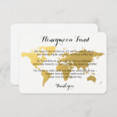 ゴールド世界地図 ハニームーンファンドのリクエスト 結婚式のカード エンクロージャーカード (正面/裏面)