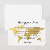 ゴールド世界地図 ハニームーン基金リクエスト ウェディングカード エンクロージャーカード (正面/裏面)