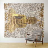 ゴールド仏陀 ゴールデンフローラル フラワーズ タペストリー (インサイチュ(横))