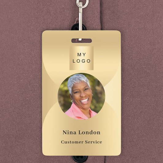 ゴールド写真名 アーチQRコード 業務ロゴ バッジ