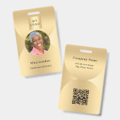 ゴールド写真名 アーチQRコード 業務ロゴ バッジ (正面＆裏面)