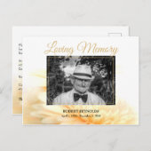 ゴールド写真葬儀追悼式招待状 ポストカード (正面/裏面)