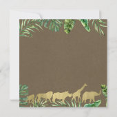 ゴールド動物園の動物ジャングルサファリ誕生日パーティー 招待状 (裏面)