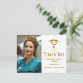 ゴールド医学部卒業写真感謝メッセージ ポストカード (スタンド正面)