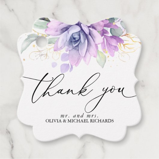 ゴールド多肉植物グリーンウェディングサンキューファヴォリT フェイバータグ (正面)