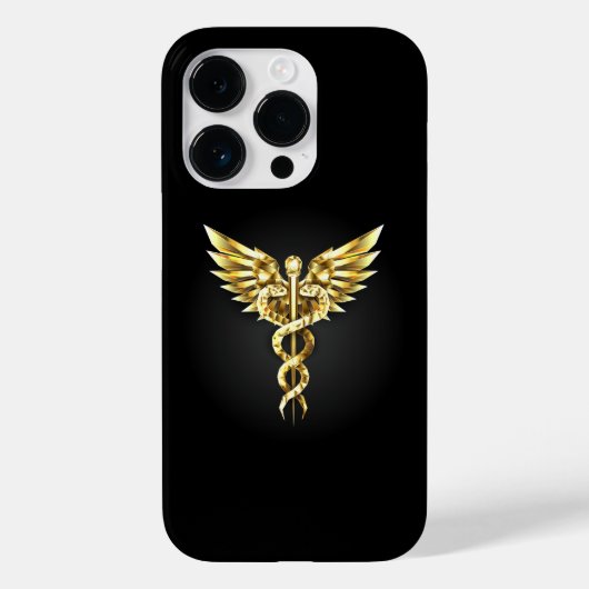 ゴールド多角形シンボルカドゥケウス Case-Mate iPhoneケース (裏面)